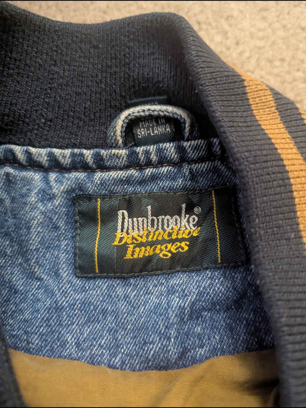 Dunbrooke Two-Tone Denim Bomber Jacket in Blue and Brown - Picture 6 of 12